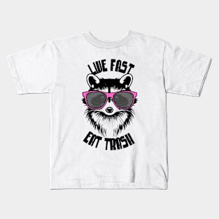 Live Fast Eat Trash | Cute Racoon Kids T-Shirt